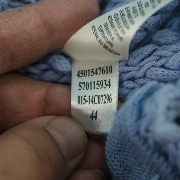 Chico's 3 Size XL Textured Open Knit Front Long Sleeve Cotton Linen Cardigan - Picture 7 of 8